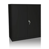 Armoire de classement COLOR AS 105 noire avec deux portes et une poignée argentée de hjh OFFICE – vue à 360° (vue de face 15°)