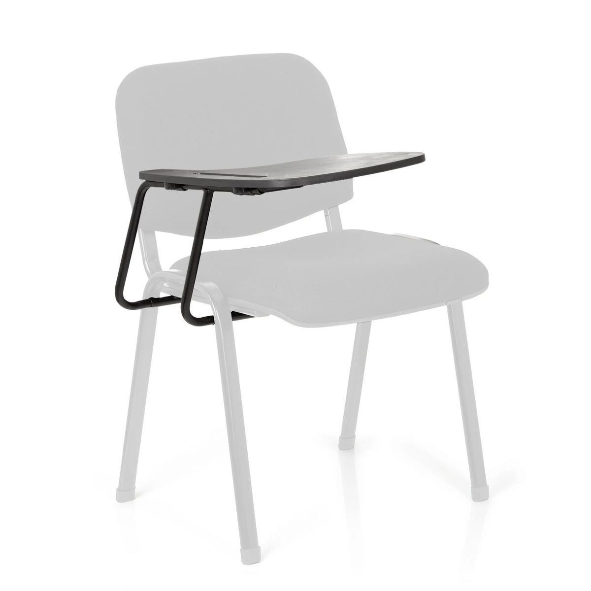 Chaise à quatre pieds TABLET XT 600 noire avec tablette d'écriture attachée de hjh OFFICE – vue à 360° (vue de face 0°)