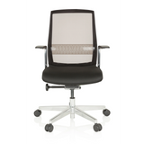 Siège de bureau haut de gamme FOUNTAINE PRO noir avec dossier en maille et piètement à cinq roulettes de hjh OFFICE – vue à 360° (vue de face 0°)