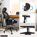 Appuie-tête, accoudoirs et hauteur d'assise réglables du siège de bureau haut de gamme VENUS BASE de hjh OFFICE (image générée par IA)