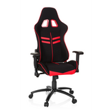Fauteuil Gamer LEAGUE PRO I noir et rouge avec deux ouvertures d'appui-tête et base à cinq roulettes de hjh OFFICE – vue à 360° (vue de face 20°)