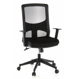 Siège de bureau de qualité professionnelle LAVITA noir avec dossier en maille et base à cinq roulettes de hjh OFFICE – vue à 360° (vue de face 20°)