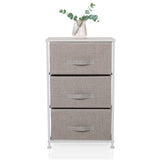 Commode grise FOLDRESS M avec trois tiroirs en tissu et structure blanche de hjh LIVING