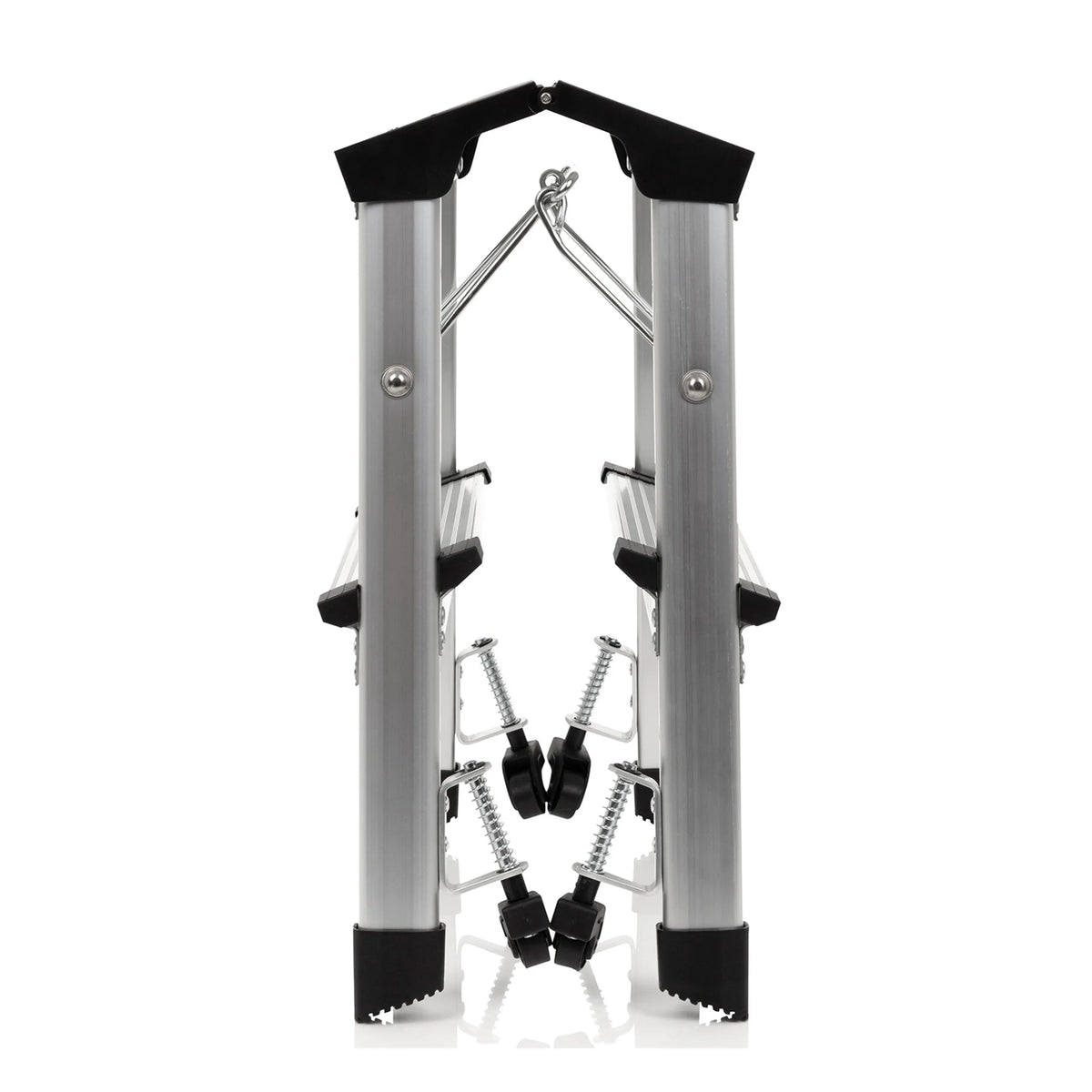 Vue pliée de l'échelle pliante SOLID VI en aluminium avec deux marches de hjh OFFICE