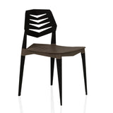 Chaise d'extérieur Flecharo marron-noir avec dossier ajouré de hjh LIVING – vue à 360° (vue de trois quarts avant 45°)