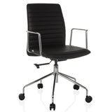 Siège de direction de luxe VEMONA 30 noir avec surpiqûres croisées, accoudoirs et base à cinq roulettes de hjh OFFICE – vue à 360° (vue de trois quarts avant 30°)