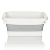 Conteneur pliable CLEAN SILW blanc et gris avec poignées intégrées de hjh OFFICE – vue à 360° (vue de face 0°)