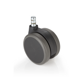 Schwarze Stuhlrolle 5x ROLO No-Noise 11mm/75mm für Hartböden mit silberfarbenem Metallstift von hjh OFFICE – 360-Grad-Ansicht (Rückenansicht 180°)