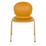 Chaise à quatre pieds T36 VI jaune avec coque d'assise arrondie et dossier de hjh OFFICE – vue à 360° (vue de face 0°)