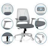 Siège de bureau à domicile PARFERIO W gris avec dossier en maille, accoudoirs et roulettes de hjh OFFICE