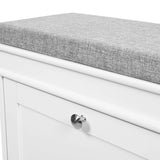 Coussin d'assise gris et tiroir blanc avec bouton en métal de l'armoire à chaussures Estha 11 de hjh LIVING