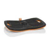 Planche d'équilibre ACTIV noire avec structure à picots et noyau orange de hjh OFFICE – vue à 360° (vue de profil 72°)