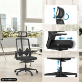 Appuie-tête, profondeur d'assise et vérin à gaz réglables du siège de bureau de qualité professionnelle ARCEO B en noir de hjh OFFICE