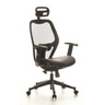 Siège de bureau de qualité professionnelle AIR-PORT en noir avec dossier en maille, assise en cuir et appui-tête de hjh OFFICE