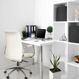Siège de direction de qualité professionnelle ASPERA 10 blanc crème avec rembourrage matelassé et structure en chrome de hjh OFFICE