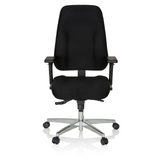 Siège de bureau de qualité professionnelle ZENIT COMFORT noir avec accoudoirs et piètement à cinq roulettes de hjh OFFICE – vue à 360° (vue de face 0°)