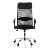 Siège de direction pour bureau à domicile ARIA HIGH noir avec dossier en maille et base à cinq roulettes de hjh OFFICE – vue à 360° (vue de face 0°)