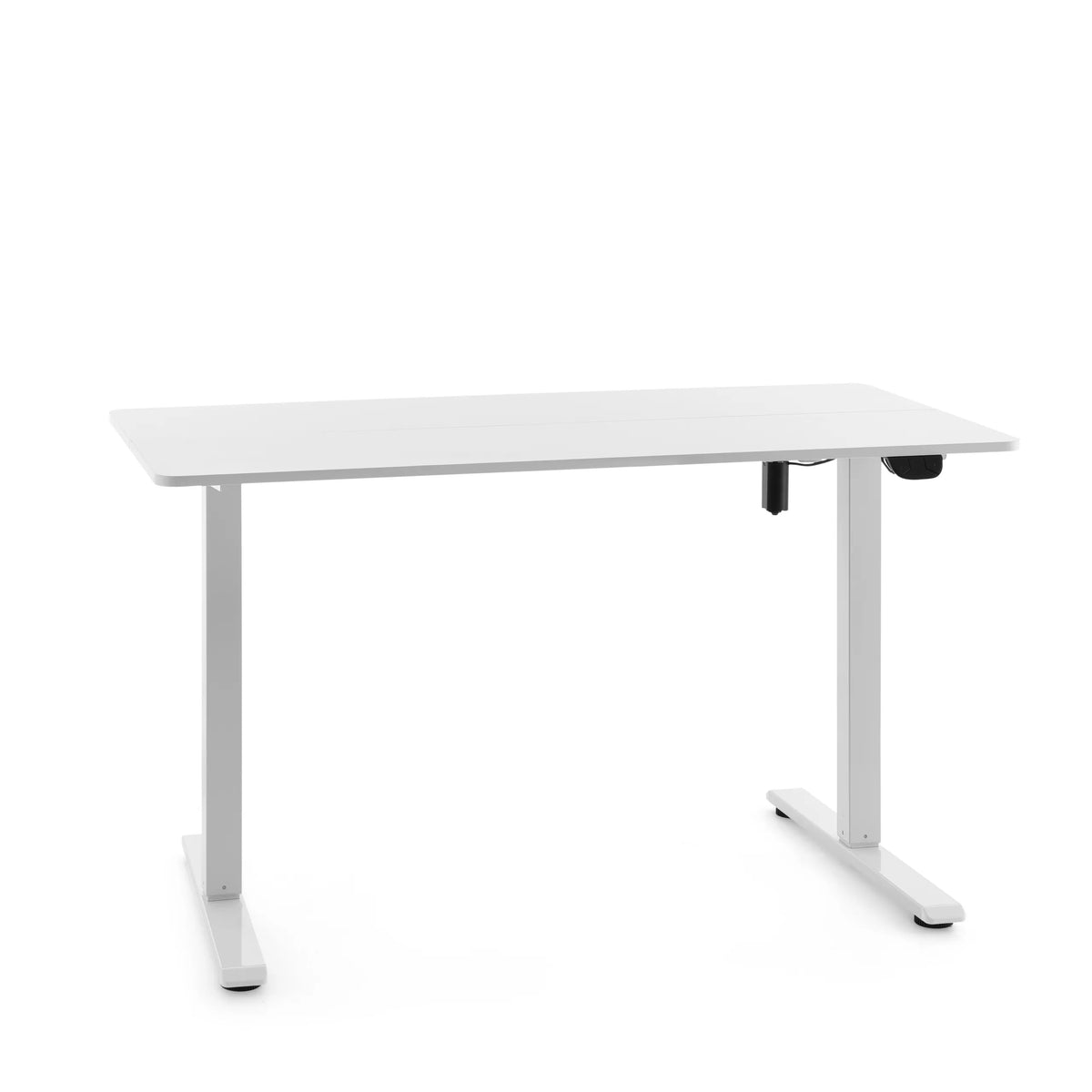Bureau réglable en hauteur électriquement Worktime en blanc avec plateau rectangulaire de hjh OFFICE – vue à 360° (vue de face 15°)