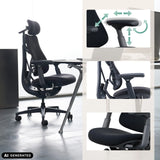 Accoudoirs 4D du siège de bureau haut de gamme LiberNovo Omni en noir de Libernovo (image générée par IA)