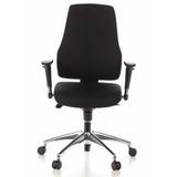 Siège de bureau de qualité professionnelle PRO-TEC 200 noir avec accoudoirs et un pied à cinq roulettes de hjh OFFICE – vue à 360° (vue de face 0°)