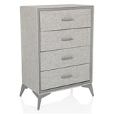 Commode grise SKUFFY avec quatre tiroirs et pieds fins de hjh LIVING – vue à 360° (vue de trois quarts avant 30°)
