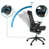 Dossier réglable avec angle d'inclinaison de 90 degrés du Siège de bureau de qualité professionnelle GENIDIA SMART BLACK de hjh OFFICE