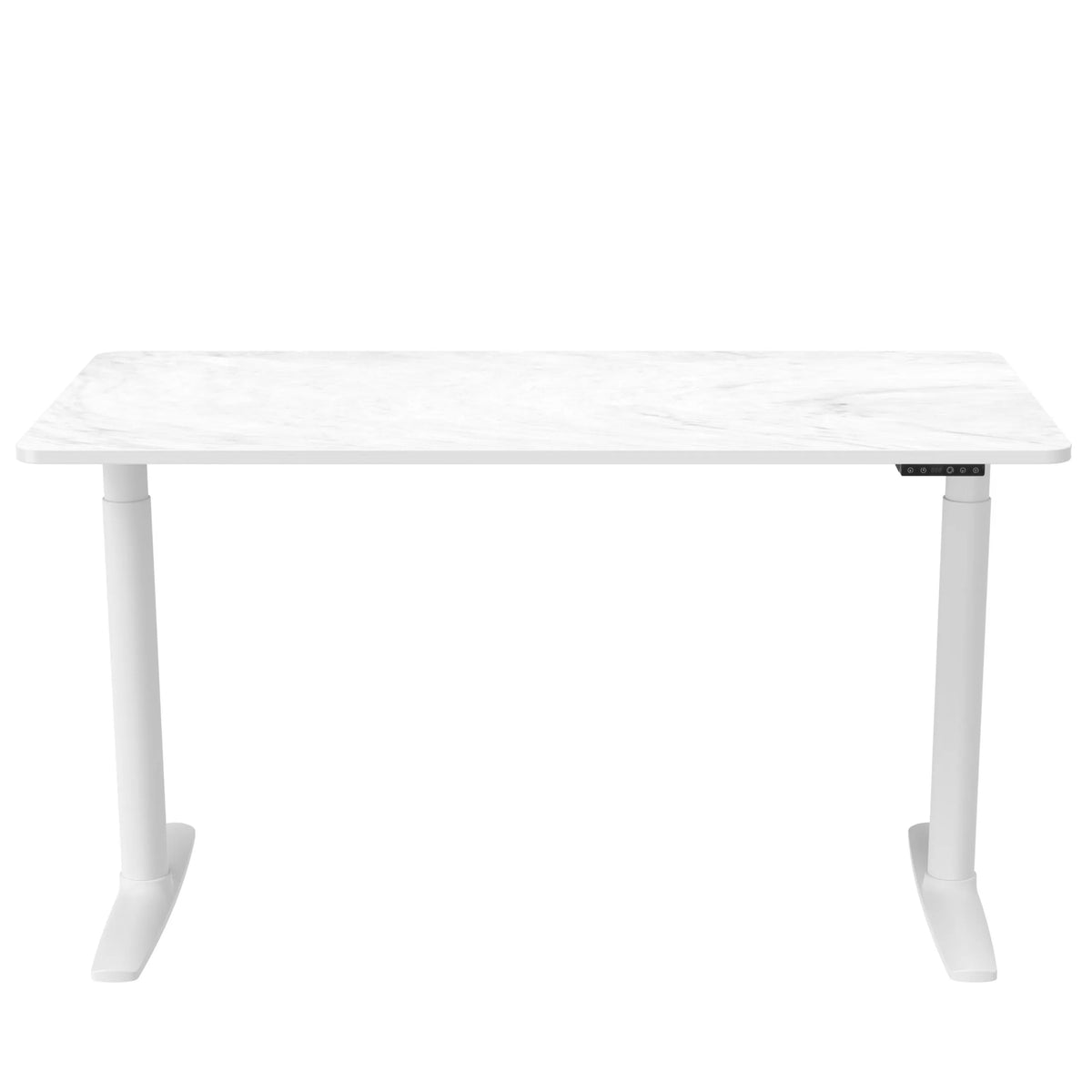 Bureau réglable en hauteur électriquement STAND PRO en blanc avec plateau en marbre de hjh OFFICE – vue à 360° (vue de face 0°)