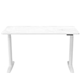 Bureau réglable en hauteur électriquement STAND PRO en blanc avec plateau en marbre de hjh OFFICE – vue à 360° (vue de face 0°)