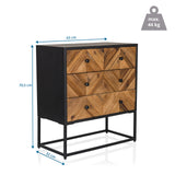 Vue dimensionnelle du buffet SANTJAGO BLACK SUN L de 63 × 32 cm et d'une hauteur de 70,5 cm de hjh LIVING