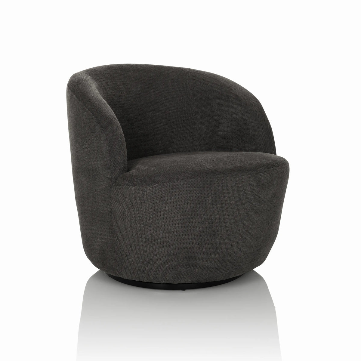 Fauteuil de salon BRAMWICH gris de forme arrondie et rembourré de hjh LIVING – vue à 360° (vue de trois quarts avant 30°)