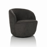 Fauteuil de salon BRAMWICH gris de forme arrondie et rembourré de hjh LIVING – vue à 360° (vue de trois quarts avant 30°)