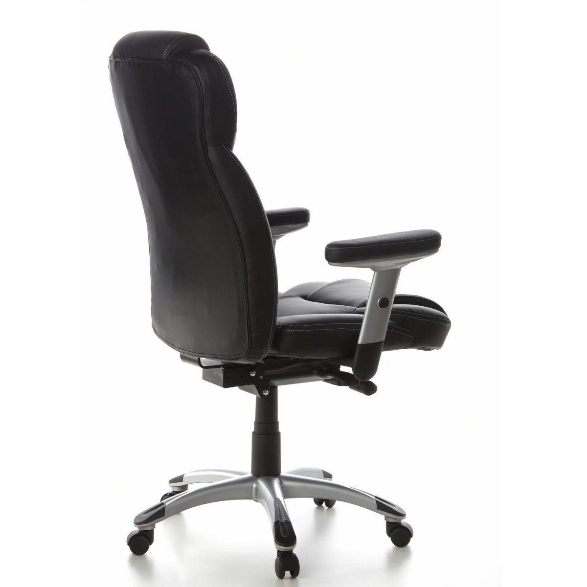Siège de direction de qualité professionnelle EMBASSY 200 noir avec accoudoirs et pied à cinq roulettes de hjh OFFICE – vue à 360° (vue de trois quarts arrière 120°)