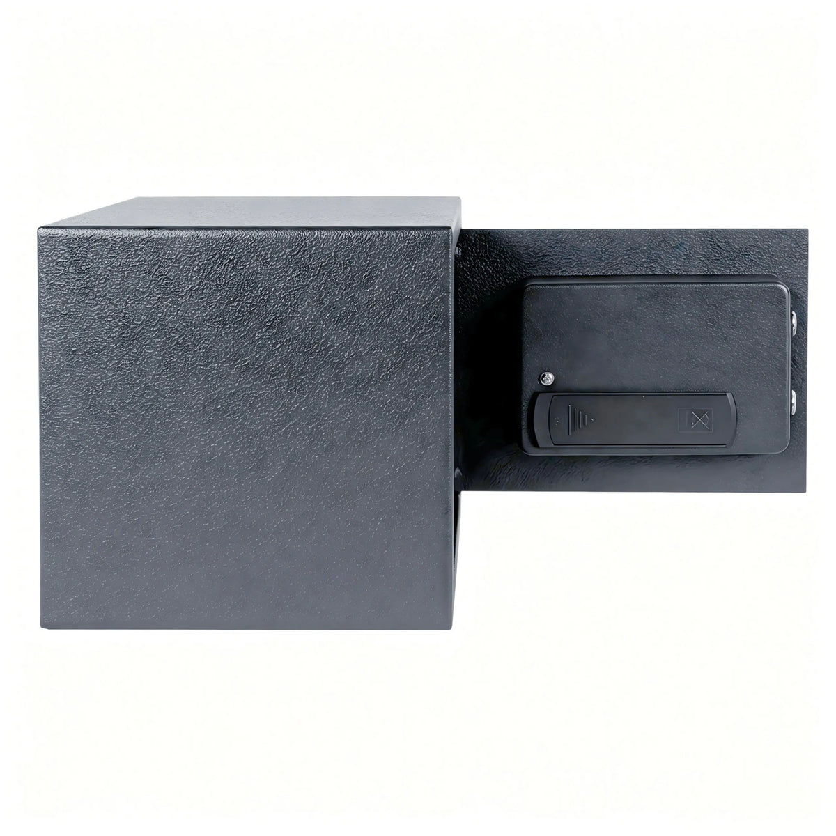 Schlüsselschloss und anthrazitfarbenes Gehäuse des Tresors Safe Compact Basic von hjh OFFICE