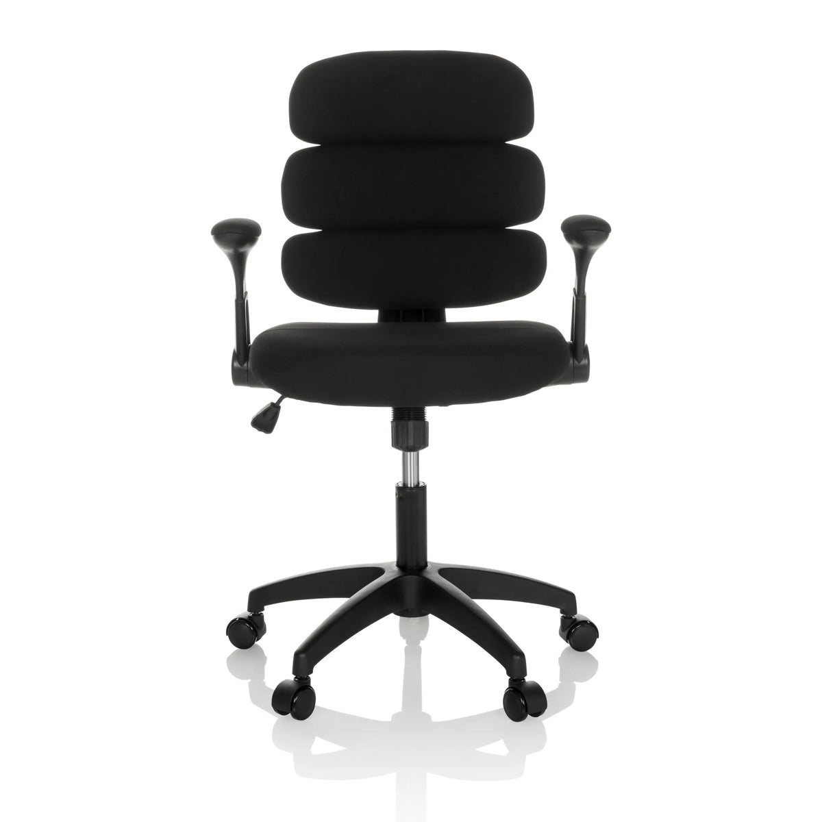Chaise pivotante pour des enfants KID ERGOLINO B noire avec dossier rembourré et base à cinq roulettes de hjh OFFICE – vue à 360° (vue de face 0°)