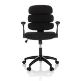 Chaise pivotante pour des enfants KID ERGOLINO B noire avec dossier rembourré et base à cinq roulettes de hjh OFFICE – vue à 360° (vue de face 0°)