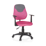 Chaise pivotante pour des enfants KIDDY STYLE rose et grise avec dossier en maille et base à cinq roulettes de hjh OFFICE – vue à 360° (vue de face 20°)