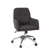 Siège de bureau à domicile SHAKE 350 gris foncé avec motif surpiqué et base à cinq roulettes de hjh OFFICE – vue à 360° (vue de face 20°)