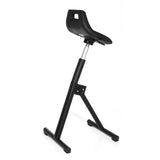 Siège assis-debout TOP WORK 31 noir avec coque d'assise et pied en T de hjh OFFICE – vue à 360° (vue de trois quarts arrière 120°)