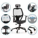 Fonctions réglables du Siège de bureau de qualité professionnelle AIR-PORT avec revêtement en maille noir de hjh OFFICE