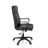 Siège de direction de qualité professionnelle LISSO noir avec accoudoirs et base à cinq roulettes de hjh OFFICE – vue à 360° (vue de profil 80°)