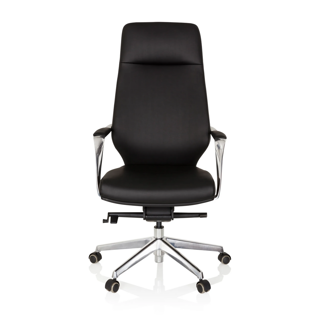 Siège de direction de qualité professionnelle VELVET noir avec accoudoirs et pied à cinq roulettes de hjh OFFICE – vue à 360° (vue de face 0°)