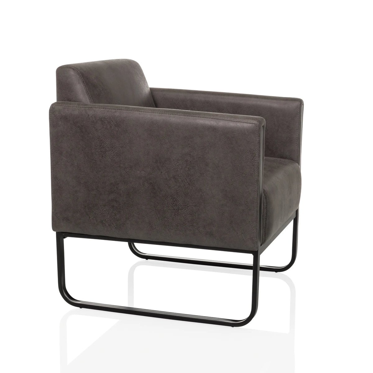 Fauteuil de salon Aruba Retro gris avec accoudoirs et structure noire de hjh OFFICE – vue à 360° (vue de trois quarts avant 60°)
