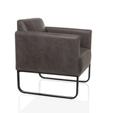 Fauteuil de salon Aruba Retro gris avec accoudoirs et structure noire de hjh OFFICE – vue à 360° (vue de trois quarts avant 60°)
