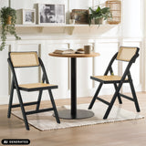Deux chaises pliantes TUDELA BAMBOO en noir et marron avec tressage viennois de hjh LIVING (image générée par IA)