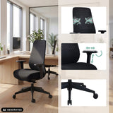 Siège de bureau de qualité professionnelle Verviq en noir avec accoudoirs réglables et pied en étoile de hjh OFFICE (image générée par IA)