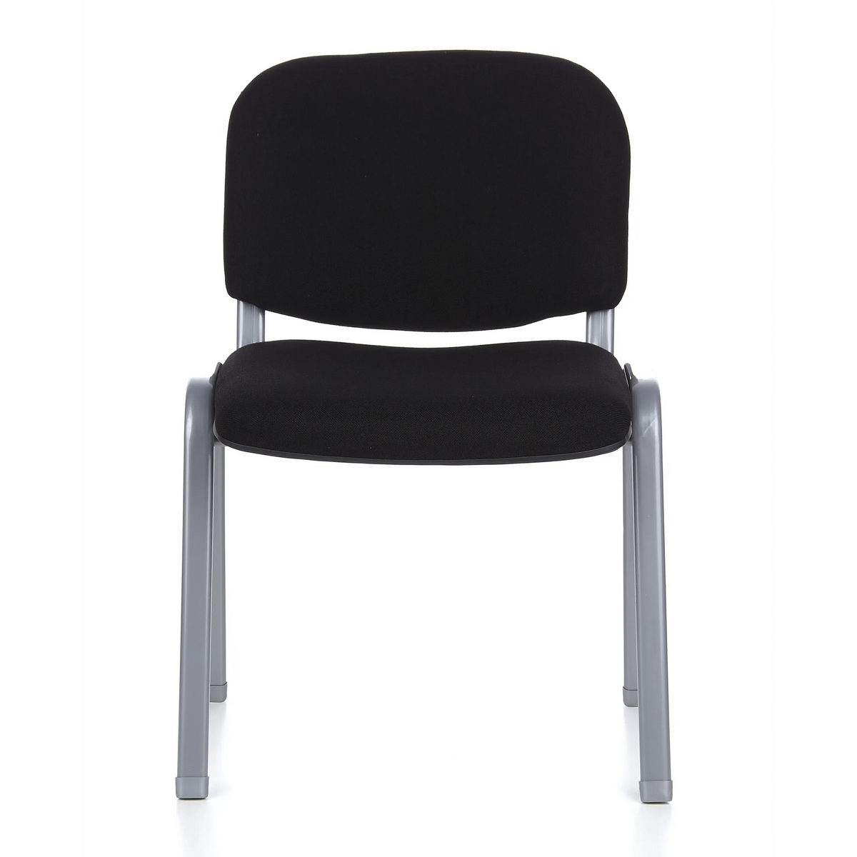 Chaise à quatre pieds XT 600 S noire avec structure argentée de hjh OFFICE – vue à 360° (vue de face 0°)