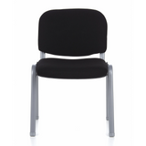 Chaise à quatre pieds XT 600 S noire avec structure argentée de hjh OFFICE – vue à 360° (vue de face 0°)