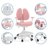 Chaise pour enfants rose KID WING avec différentes options de réglage pour le dossier, les accoudoirs et la hauteur d'assise de hjh OFFICE