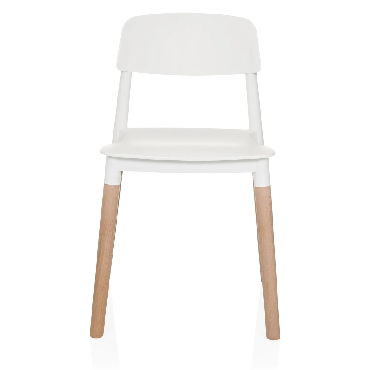 Chaise à quatre pieds SCANDI E blanche avec pieds en bois de hjh LIVING – vue à 360° (vue de face 0°)