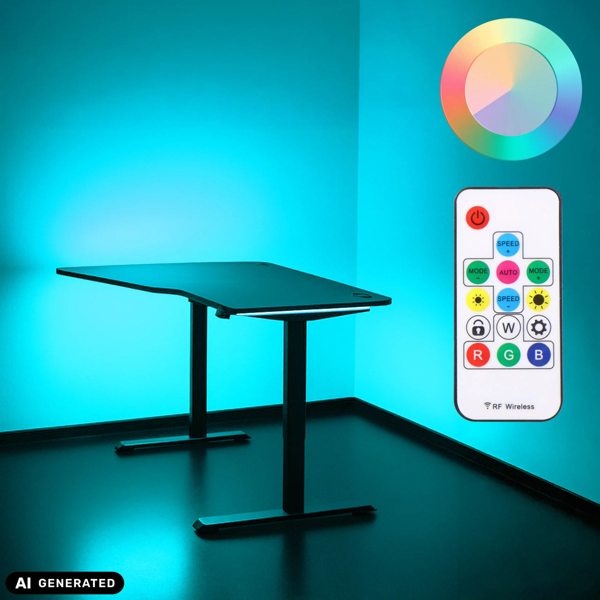 Bureau réglable en hauteur électriquement Worktime Game avec télécommande de hjh OFFICE (image générée par IA)